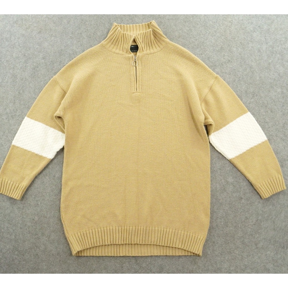 Asos Sweater Womens 4 Beige Knit Pullover Mock Neck Oversized Long Sleeve